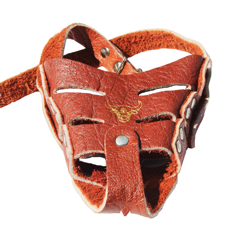 Kraft pure leather dog muzzle muzzle muzzle mouth covering masks called anti-eating-bite-proof adjustable