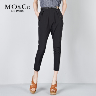 MO&amp;Co.摩安珂 春夏女装 M112CAS50 纯色百搭拉链休闲裤