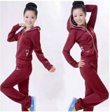 2011春秋季品牌女装 女款修身开衫连帽运动服 女士休闲运动套装