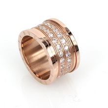 Genuina 1,1 BVLGARI BVLGARI de oro rosa de 14K con diamantes anillo elástico del anillo