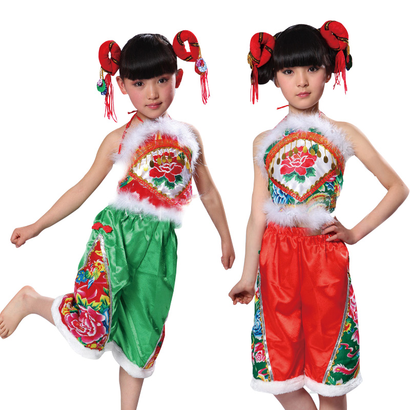 儿童舞蹈演出服装女童肚兜民族舞蹈服幼儿舞台