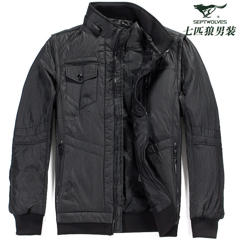七匹狼新款休闲加厚棉衣运动服 秋冬装潮流男士羽绒服外套121344