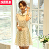 2023年韩版女装蕾丝雪纺娃娃，领中款夏季修身连衣裙短袖公主
