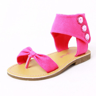  夏季新款 外贸儿童人字夹趾高帮牛筋底帆布女童凉鞋 沙滩鞋