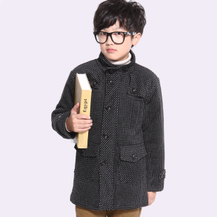  新款男童休闲外套中大童装儿童风衣加厚毛呢大衣夹克外套1212