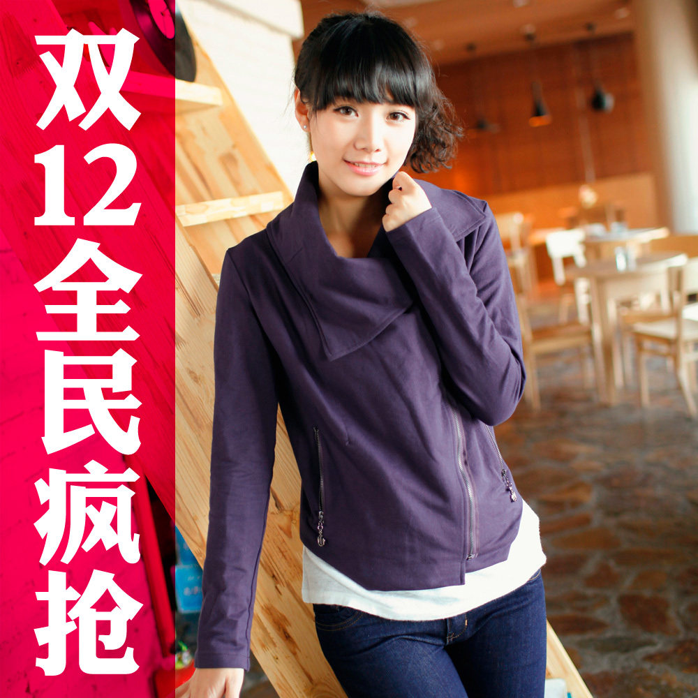 2011新品秋装 韩国代购DAHONG 设计款翻领修身短外套女款秋冬卫衣