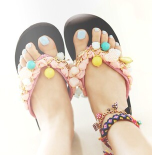 Beautiful recommended! element color candy diamond flower pendant hit wedges slippers flip-flops