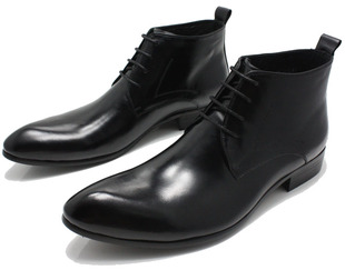  欧美独特棱形鞋头 韩版短靴 真皮男士皮靴 男式靴子高帮靴 潮流 R