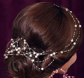  宴装新款 满天星珍珠链 新娘头饰发饰头花结婚配饰韩式新娘项链