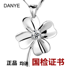 母亲节 925纯银 四叶草 项链 女 短款 锁骨 吊坠 韩国饰品 刻字