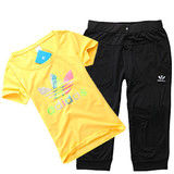 2012正品阿迪达斯ADIDAS三叶草女款夏装运动服女子短袖T恤套装