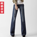 韩都衣舍2012韩国女装春夏新款时尚提臀磨白阔脚牛仔裤HG1252艶亓