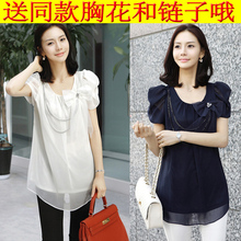 2012新款春夏装韩版淑女短袖圆领衬衫百搭蕾丝雪纺衫单穿打底两穿