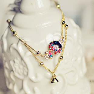  名朵饰品 小丑鱼双层铃铛多层脚链女韩版 时尚红绳欧美复古新款