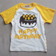 外贸日单竹节棉男童贴布黄色T恤2-8岁
