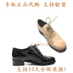  思加图正品代购秋款英伦风女鞋 漆皮低跟单鞋9BF12 支持验货