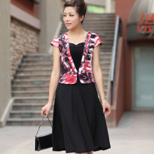 母亲节礼物 中老年连衣裙 夏季妈妈装<span class=H>套裙</span> 中年女装夏装 长裙子
