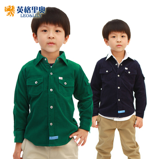  英格里奥儿童衬衣男童长袖中大童装夏装新款韩版男孩长袖衬衫