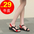 2012坡跟凉鞋真皮罗马鞋鱼嘴凉鞋平底牛皮女凉鞋子母亲节特价01