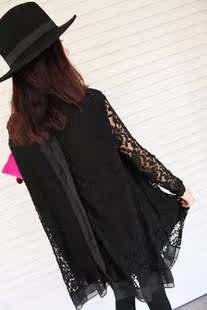  两件包邮12秋新款韩版大码宽松蕾丝连衣裙长款长袖打底雪纺蕾丝衫