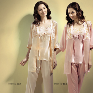 <em>蚕美人品牌</em> 真丝<em>睡衣</em>三件套女100%重磅桑<em>蚕丝</em>