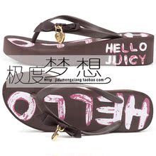 清仓不退换 原价58现价23.2 Juicy人字拖鞋女沙滩坡跟 -涂鸦