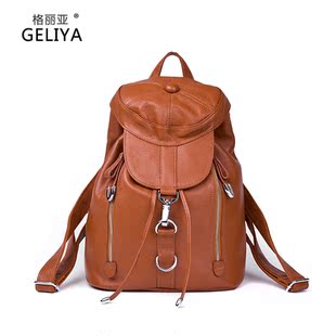  双肩包 新款格丽亚头层牛皮真皮韩版背包女士女式棕色女包
