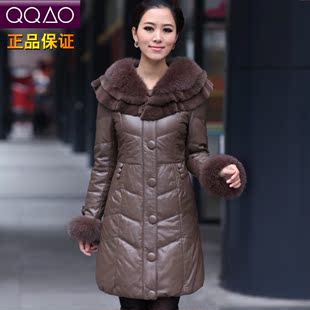  千千奥 海宁真皮皮衣 修身 女中长款真皮羽绒服 獭兔狐狸