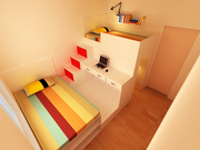 晨木定制复式组合家具儿童，上下床衣柜床卧室，整体高低床儿童床套房