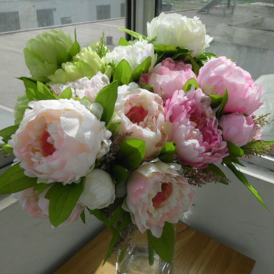 [特价]外贸欧式7头牡丹花束|仿真花绢花假花装饰花手捧花5色