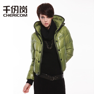  千仞岗羽绒服正品 女式休闲双帽双排拉链短款C-706