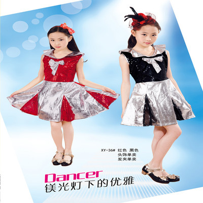 标题优化:儿童亮片表演服饰合唱服现代舞演出服装女童亮片连衣裙舞台舞蹈服