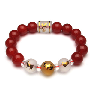  凡蝶开光年吉祥物水晶红玛瑙猪兔羊亥卯未三奇青龙四神兽手链