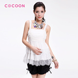 COCOON可可尼2012新品蕾丝褶皱蛋糕摆吊带抹胸上衣212405029
