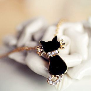 可爱小黑喵项链...