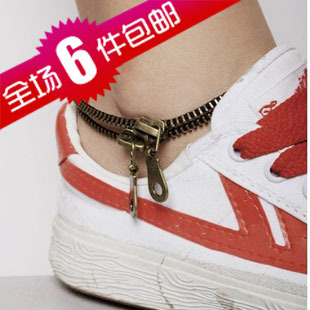  全场满6件包邮 创意无限 复古双层脚链 拉链脚链 拉锁脚链