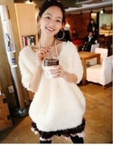 2011秋装新品韩版新款淑女装外套4887纯色毛绒宽松短袖毛衣