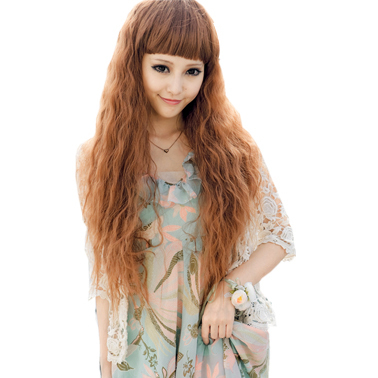 Non-mainstream wig scroll cute fluffy corn kernels Qi Liu matt girls long hair