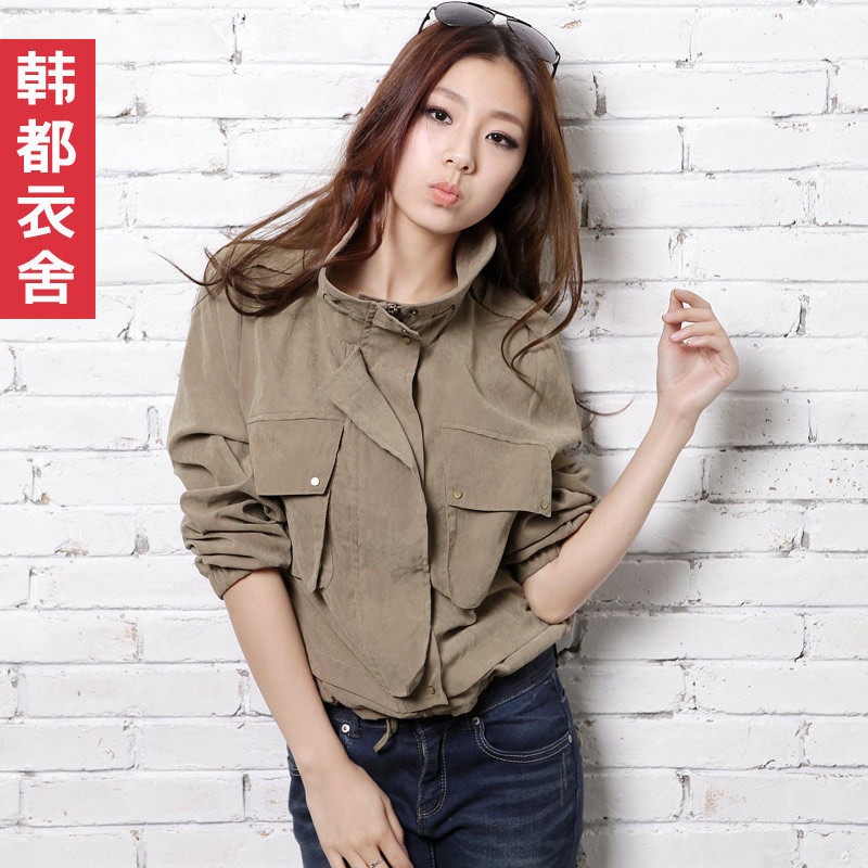 精品<span class=H>女</span>装正品⑧韩国2012春装新款韩版长袖双口袋短<span class=H>外套</span>MV1008韡