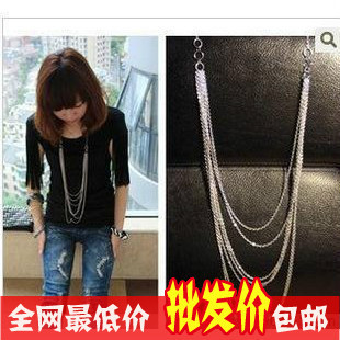  韩国欧美饰品 欧范明星混搭复古风 层层留苏项链 毛衣链
