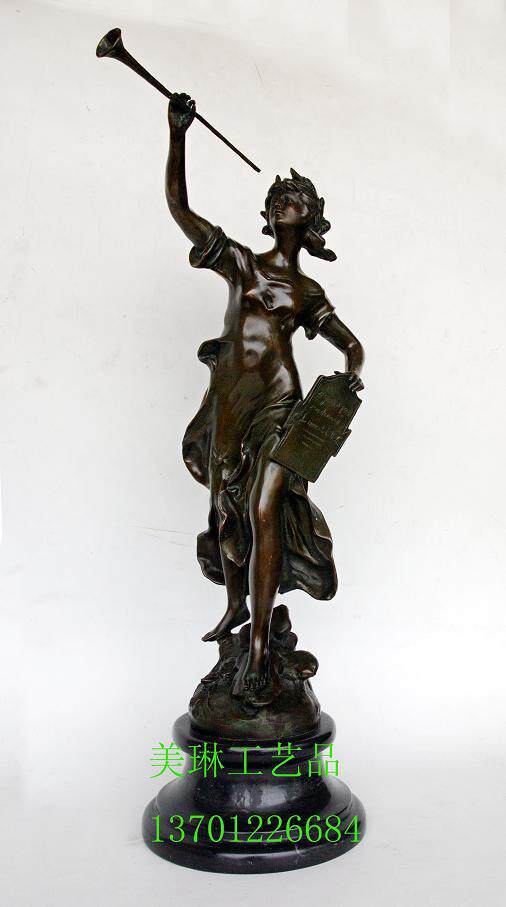 T5012,吹萧铜美女,欧式铜像,西洋人物铜雕,铜工艺品厂,铜摆件