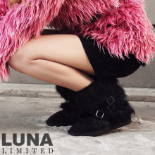 LUNA 罗马绑带毛毛 雪地短靴女 XZ00257
