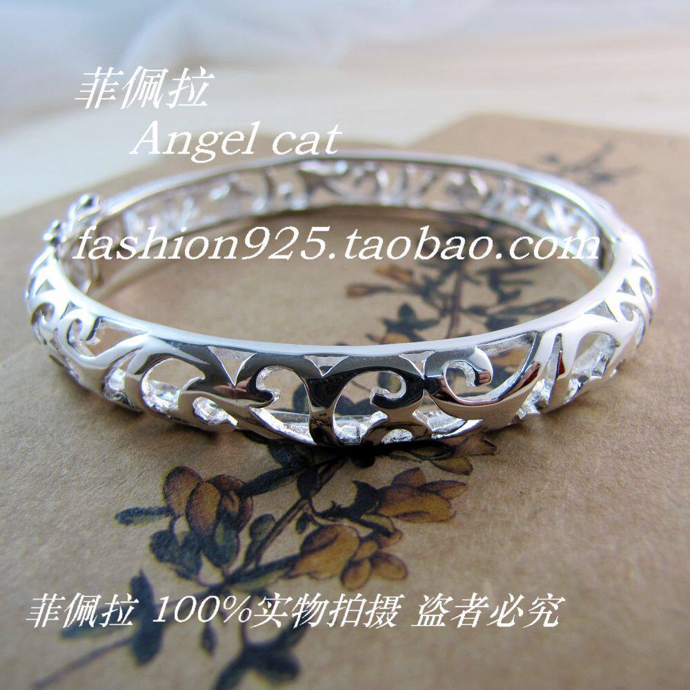 菲佩拉纤饰【Tiffany品牌】时尚雕刻通花镂空925纯银手镯镂空手镯