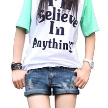 2012新款春装靴裤潮流磨破翻边大码牛仔裤女式夏装热裤牛仔短裤