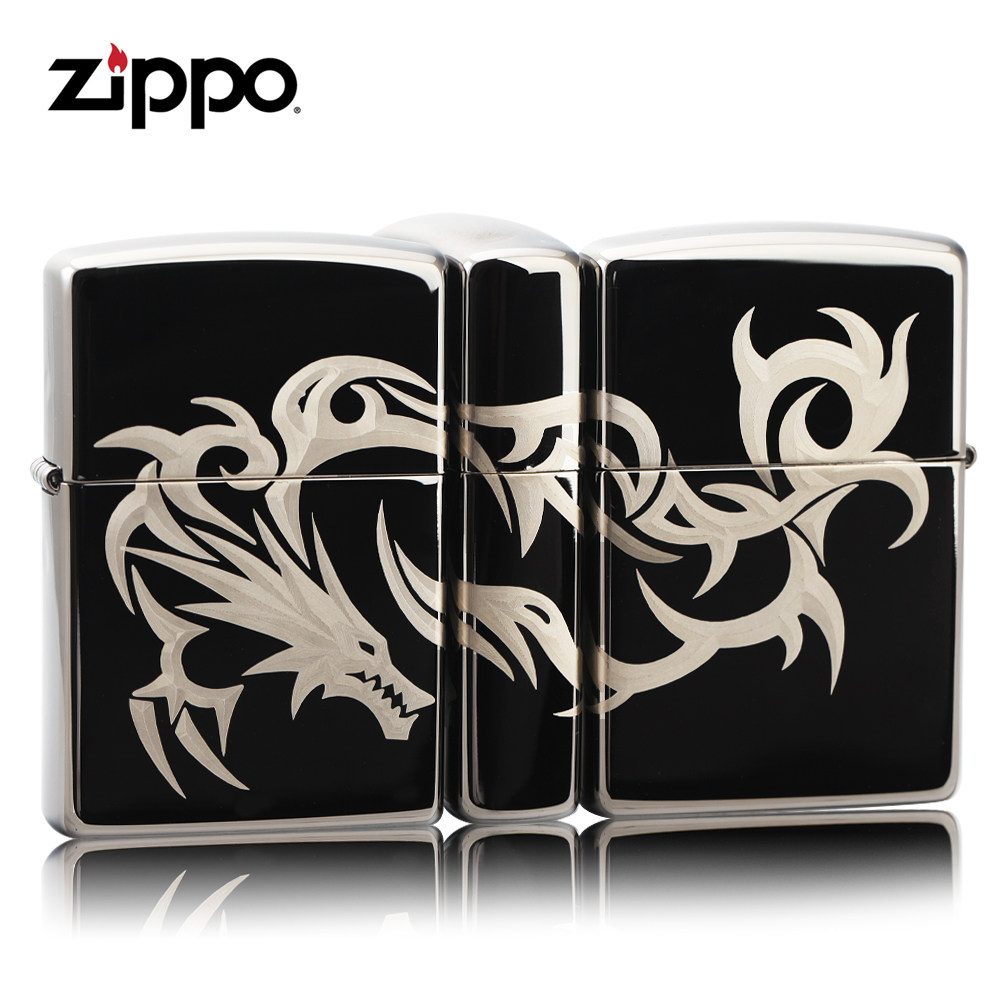 新年好礼 芝宝原装正品ZIPPO打火机 黑冰三面龙之魂 正版限量