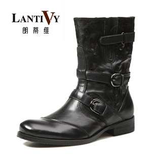  朗蒂维 秋冬新品 英伦风时尚高帮真皮工装军靴男靴子 L12S014A-1