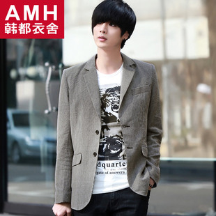  AMH男装韩国春装新款韩版修身两粒扣短款西服OE2128稣伍