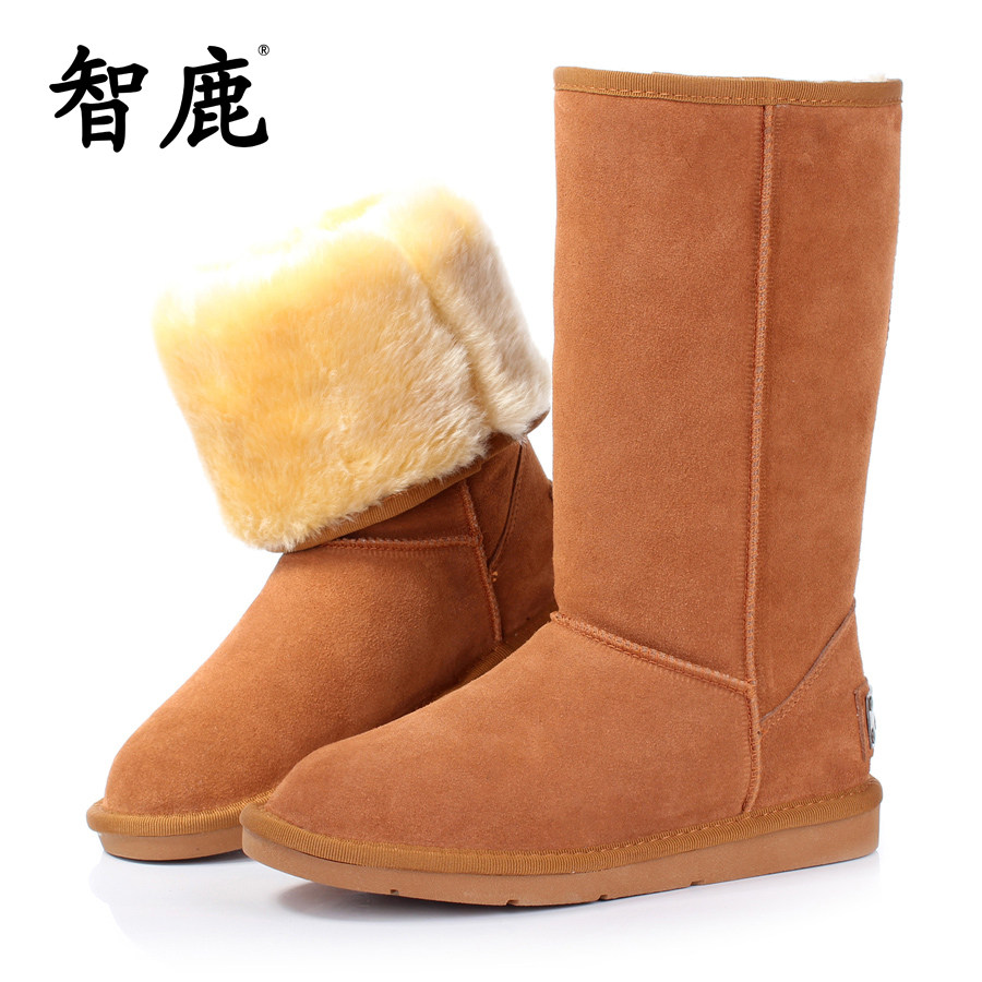 智鹿冬靴5815雪地靴正品清仓牛皮