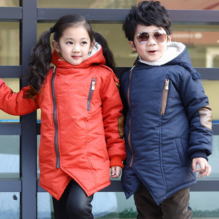  冬款男童装女童装宝宝斜拉链加厚中大童儿童外套棉衣棉服棉袄