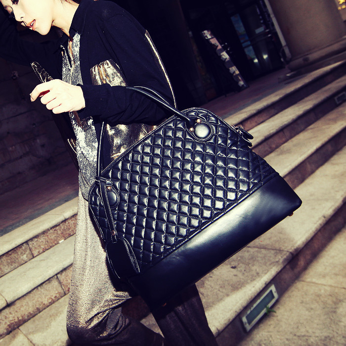 韩版菱格包手提包...